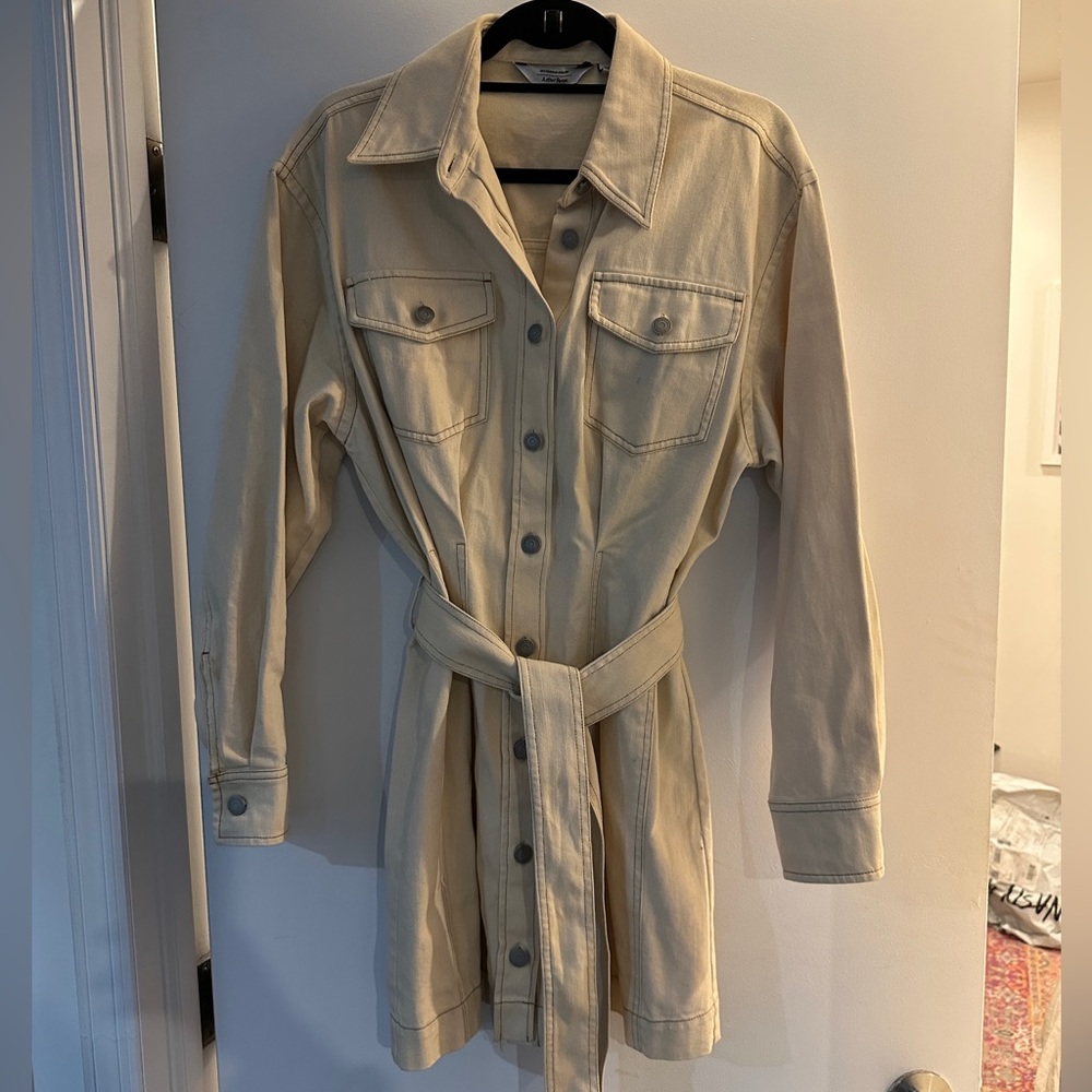 Cream Denim reverse stitch Dress